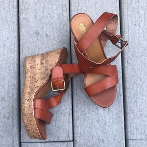 Mossimo Brown Leather/ Cork Wedges
